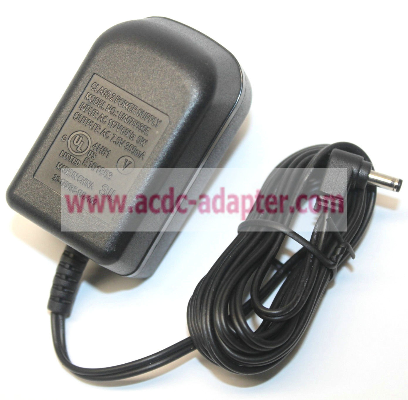 New 7.5V AC 350mA AC Adapter UA075035E Class 2 Power Supply Wall Plug-In Charger